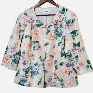 Talbots Pure silk vintage Pastel Floral Skirt Suit Set EUC